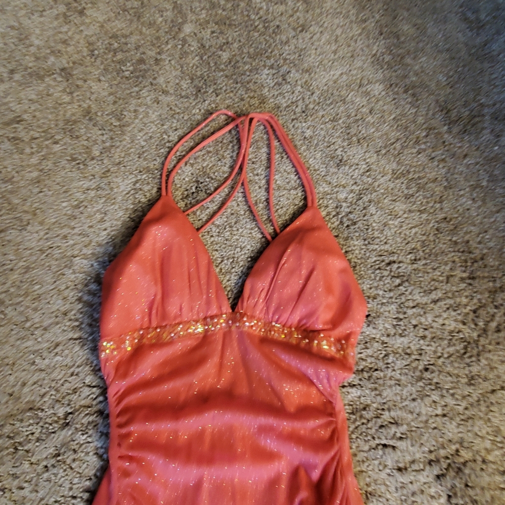 Sparkly coral semi-formal or prom dress. Sz smal